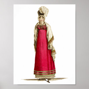 Red Regency gaat Antiek Franse Mode Tekening Poster