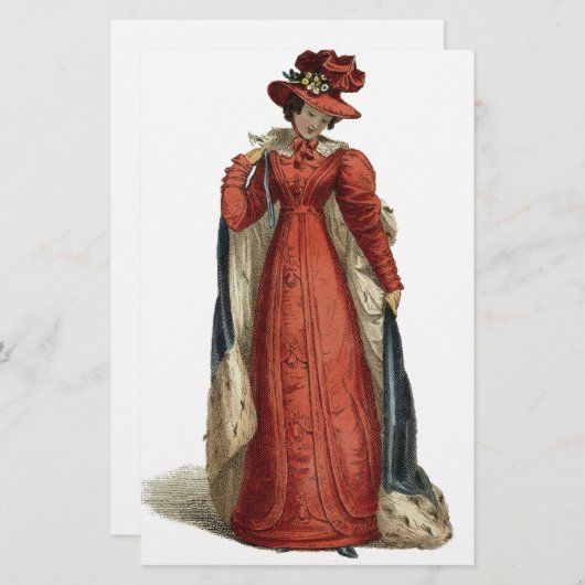Red Regency Lady Briefpapier (Voorkant / Achterkant)