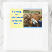 Red regenwoud en Schattigee Baby orang-oetans Rechthoekige Sticker (Tas)