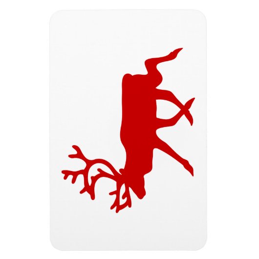 Red Reindeer / Caribou Silhouette Magneet (Verticaal)