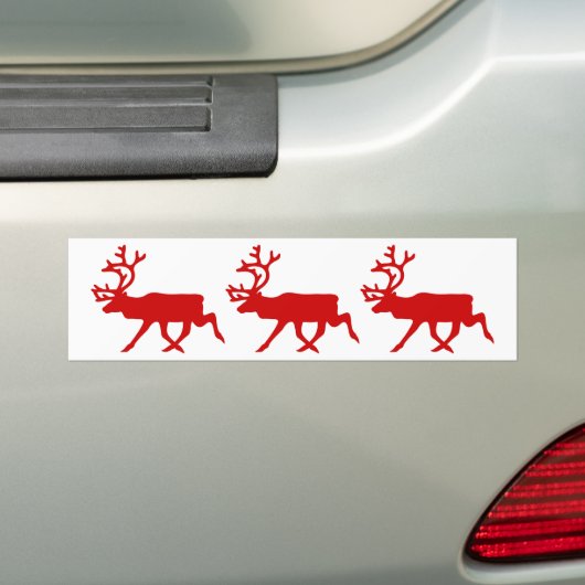 Red Reindeer/Cariou Silhouette Bumpersticker (Op auto)