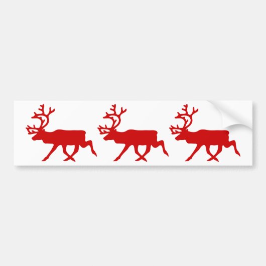 Red Reindeer/Cariou Silhouette Bumpersticker (Voorkant)
