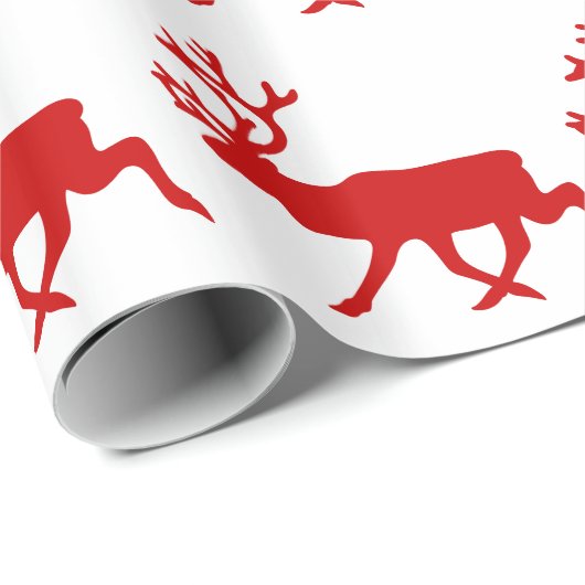 Red Reindeer/Cariou Silhouette Cadeaupapier (Rol Hoek)