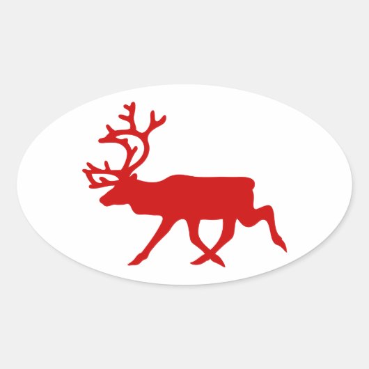 Red Reindeer/Cariou Silhouette Ovale Sticker (Voorkant)
