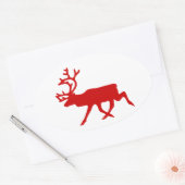 Red Reindeer/Cariou Silhouette Ovale Sticker (Envelop)