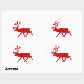 Red Reindeer/Cariou Silhouette Ovale Sticker (Vel)