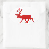 Red Reindeer/Cariou Silhouette Ovale Sticker (Tas)