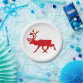 Red Reindeer/Cariou Silhouette Papieren Bordje (Feest)