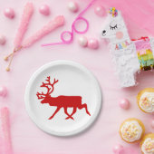Red Reindeer/Cariou Silhouette Papieren Bordje (Feest)