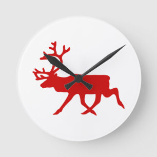 Red Reindeer/Cariou Silhouette Ronde Klok