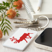 Red Reindeer/Cariou Silhouette Sleutelhanger (Voorkant Rechts)