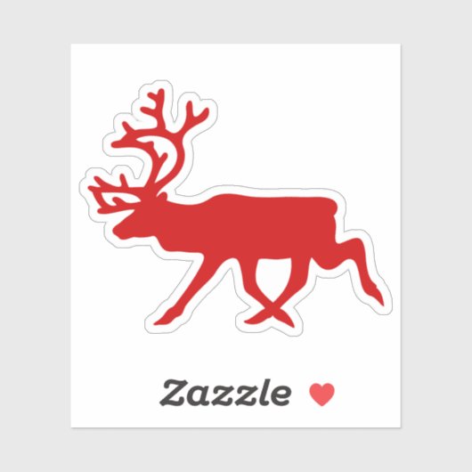Red Reindeer/Cariou Silhouette Sticker (Vel)