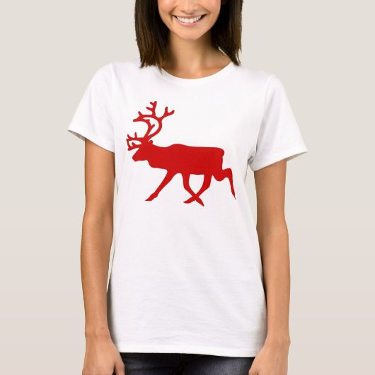 Red Reindeer/Cariou Silhouette T-shirt (Voorkant)