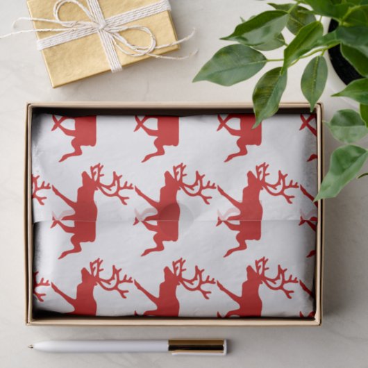 Red Reindeer/Cariou Silhouette Tissuepapier (Geschenk)