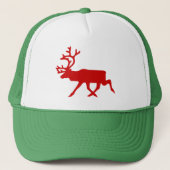 Red Reindeer/Cariou Silhouette Trucker Pet (Voorkant)