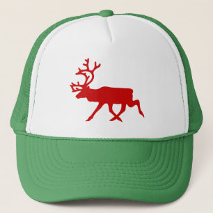 Red Reindeer/Cariou Silhouette Trucker Pet