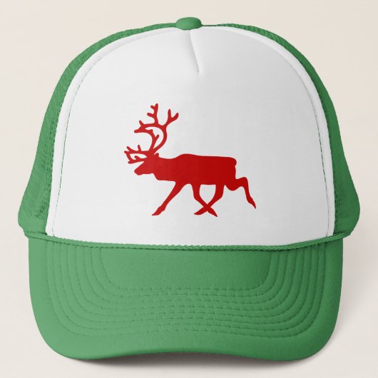 Red Reindeer/Cariou Silhouette Trucker Pet (Voorkant)