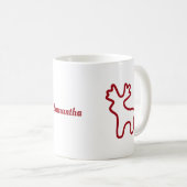 Red Reindeer Contour Personalized Name Koffiemok (Voorkant rechts)