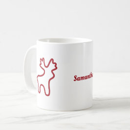 Red Reindeer Contour Personalized Name Koffiemok