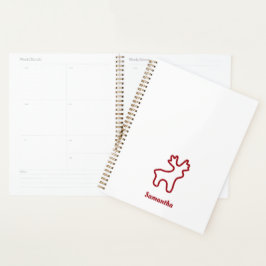 Red Reindeer Contour Personalized Name Planner