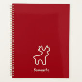 Red Reindeer Contour Personalized Name Planner (Voorkant)