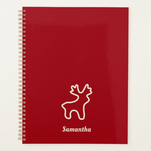 Red Reindeer Contour Personalized Name Planner (Voorkant)