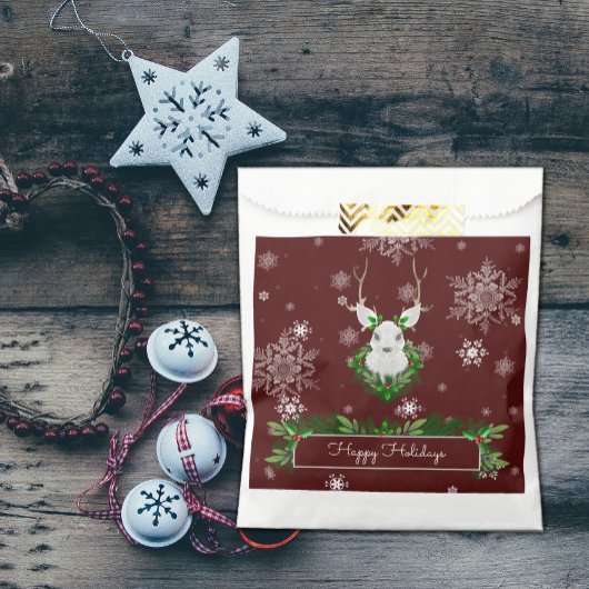 Red Reindeer Favor Bag Bedankzakje