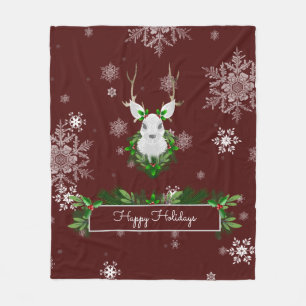 Red Reindeer Fleece Blanket Deken