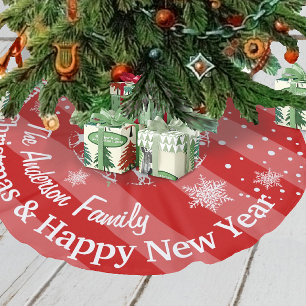 Red Reindeer Forest kerst op maat Fleece Kerstboom Rok