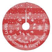 Red Reindeer Forest kerst op maat Fleece Kerstboom Rok (Voorkant)