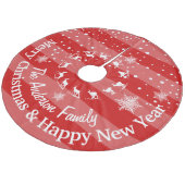 Red Reindeer Forest kerst op maat Fleece Kerstboom Rok (Gekanteld)