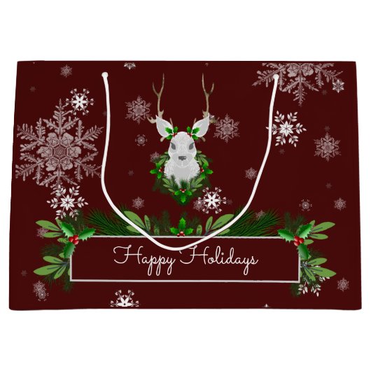 Red Reindeer Gift Bag Groot Cadeauzakje (Voorkant)