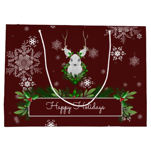 Red Reindeer Gift Bag Groot Cadeauzakje (Achterkant)