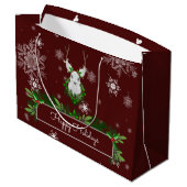 Red Reindeer Gift Bag Groot Cadeauzakje (Achterkant Gekanteld)