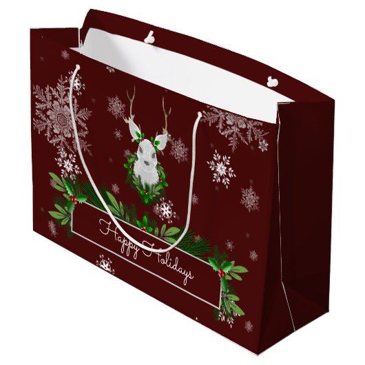Red Reindeer Gift Bag Groot Cadeauzakje (Achterkant Gekanteld)