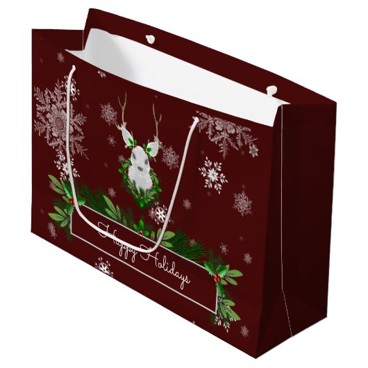 Red Reindeer Gift Bag Groot Cadeauzakje (Voorkant Gekanteld)
