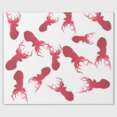 Red Reindeer Kerstfeestdag Patroon Cadeaupapier (Vlak)
