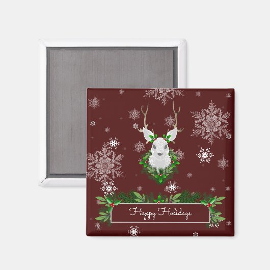 Red Reindeer Magnet (Voorkant / Achterkant)