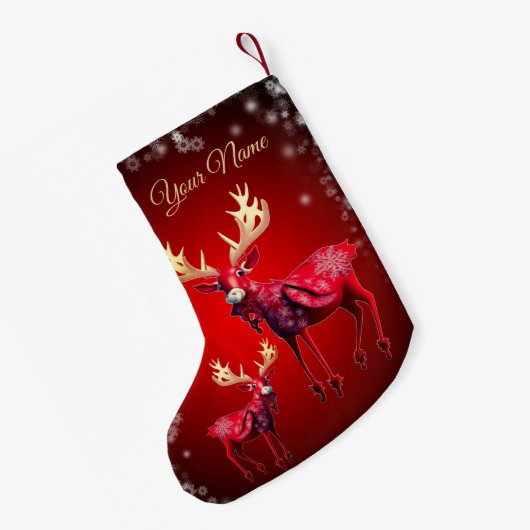 Red Reindeer Name Winter Holidays  Kleine Kerstsok (Achterkant (Hangend))