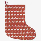 Red Reindeer Pattern Christmas Stocking Grote Kerstsok (Voorkant)