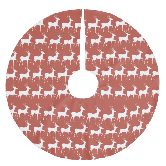 Red Reindeer Pattern Classic Christmas Tree Skirt Kerstboom Rok (Voorkant)