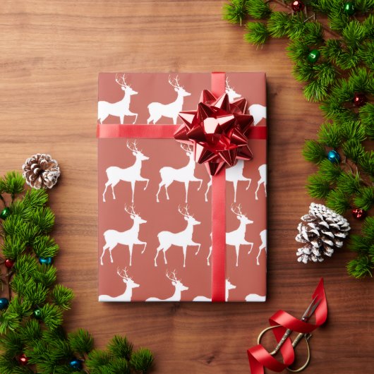 Red Reindeer Pattern Holiday Wrapping Pape Cadeaupapier (Feestdagen Geschenken)
