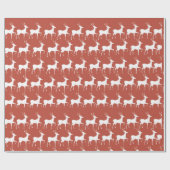 Red Reindeer Pattern Holiday Wrapping Pape Cadeaupapier (Vlak)