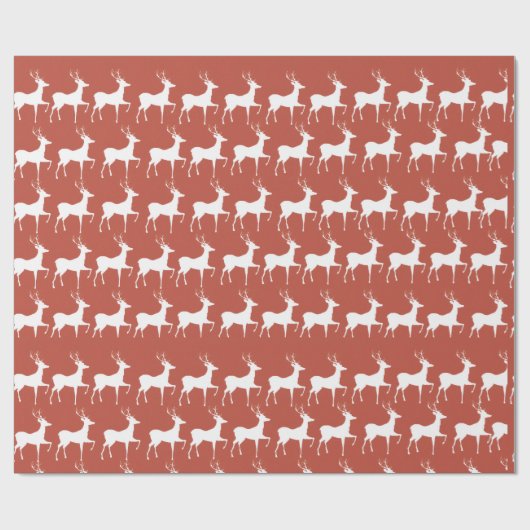 Red Reindeer Pattern Holiday Wrapping Pape Cadeaupapier (Vlak)