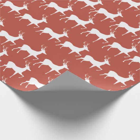 Red Reindeer Pattern Holiday Wrapping Pape Cadeaupapier (Hoek)