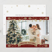 Red Religious Holly Fotokerstzegeningen Feestdagenkaart (Voorkant / Achterkant)