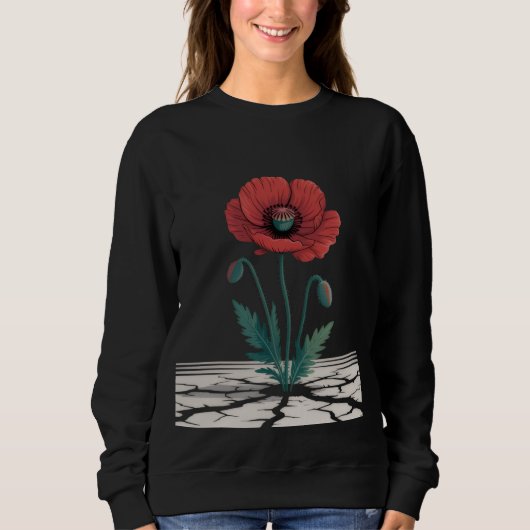 Red Remembrance Poppy Growing T-Shirt (Voorkant)