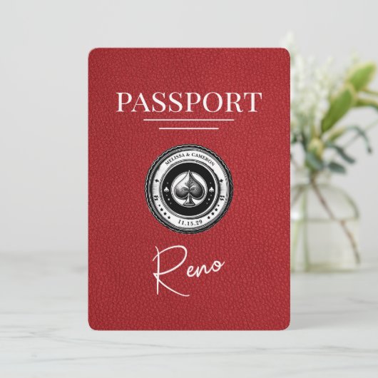 Red Reno Passport Bewaar de datum Save The Date (Staand voorkant)