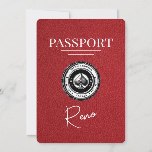 Red Reno Passport Bewaar de datum Save The Date (Voorkant)