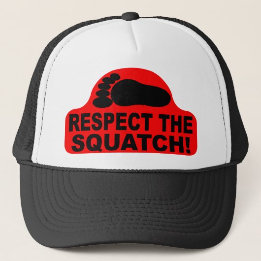 Red RESPECT THE SQUATCH! Logo - New Hit Squatchin Trucker Pet (Voorkant)